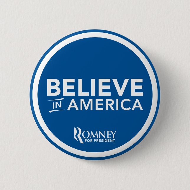 Mitt Romney Believe In America Logo (Blue) Button (Front)
