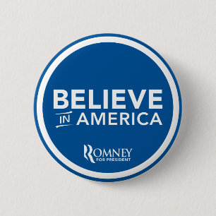 Mitt Romney Believe In America Logo (Blue) Button