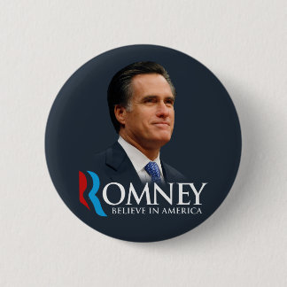 Mitt Romney Believe In America Portrait Dark Blue Pinback Button