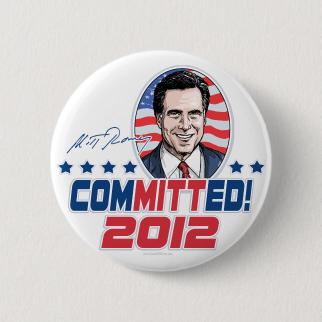 Mitt Romney ComMITTed 2012 Gear Pinback Button (Front)