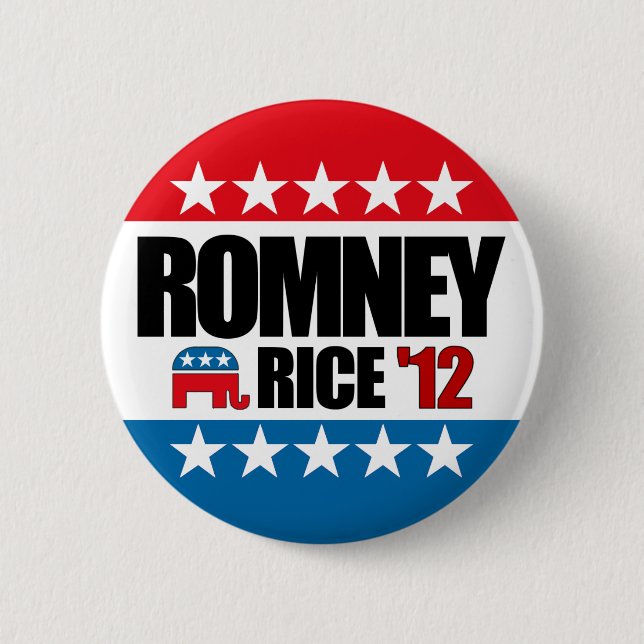 Mitt Romney Condi Rice 2012 Button (Front)