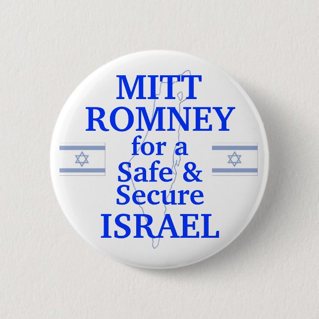 Mitt Romney for a safe Israel 2012 Button (Front)