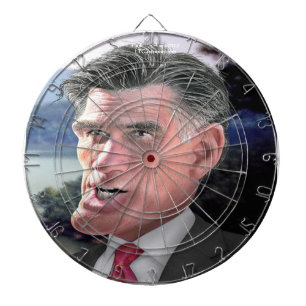 Mitt Romney Funny Dartboard by Rick London With Darts
