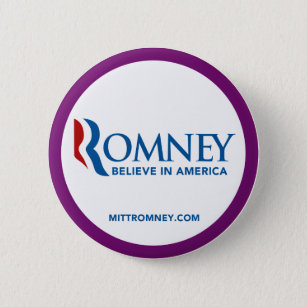 Mitt Romney Logo Believe In America Purple Border Button