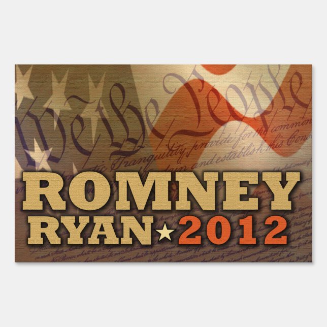 Mitt Romney Paul Ryan 2012 America Yard Sign (Back)