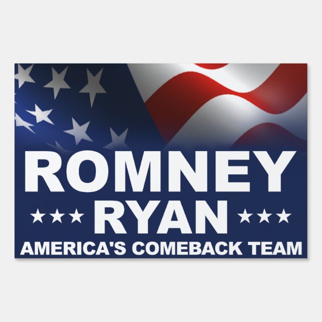 Mitt Romney Paul Ryan 2012 Yard Sign (Back)
