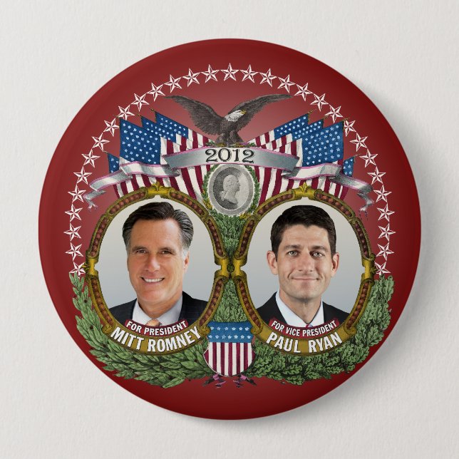 Mitt Romney Paul Ryan Photo Pinback Button (Front)