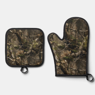 Mitten and Pot Holder Real Tree Camouflage Desig Oven Mitt & Pot Holder Set
