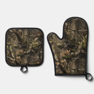 Mitten and Pot Holder Real Tree Camouflage Desig Oven Mitt & Pot Holder Set