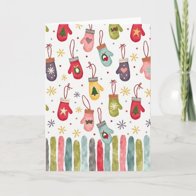 Mitten Pattern Christmas Card (Front)
