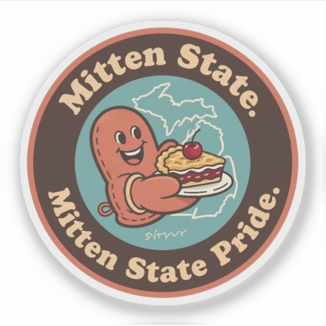 Mitten State Pride_ Michigan Vintage Artwork Sticker (Front)