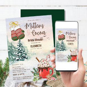 Mittens and Cocoa Bridal Shower Winter Wedding Invitation