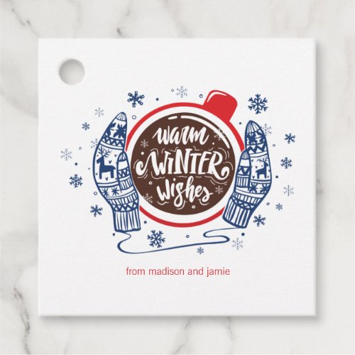 Mittens And Cocoa Warm Winter Wishes Holiday Favor Tags