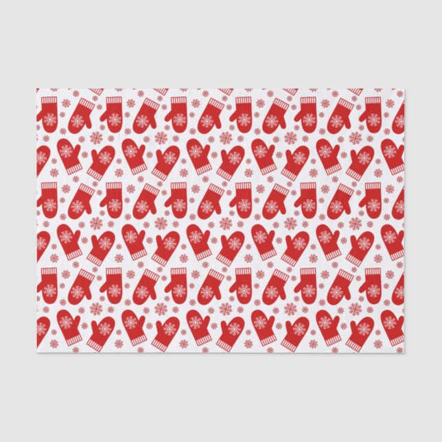 Mittens and Snowflakes Retro Christmas Ski Holiday Tissue Paper (Front)