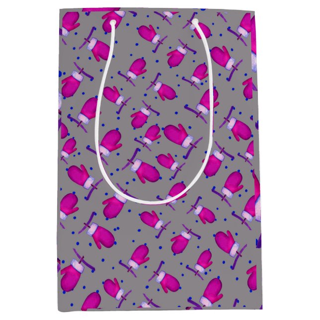Mittens retro_gray medium gift bag (Front)