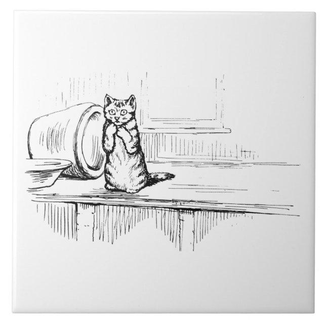 Mittens the Kitten (Scaredy Cat) (Beatrix Potter) Ceramic Tile (Front)