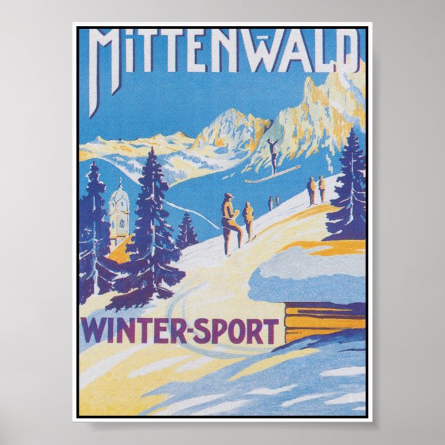 Mittenwald Germany Vintage Travel Poster (Front)