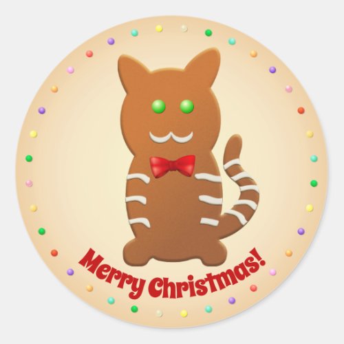 Mitzipher The Sweet Gingerbread Cat Cartoon Classic Round Sticker