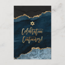 ✡ Mitzvah Celebration! Watercolor Agate Slate Blue