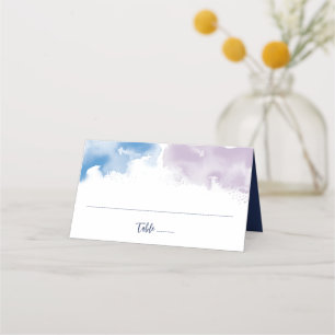 MITZVAH modern elegant watercolor blue purple Place Card