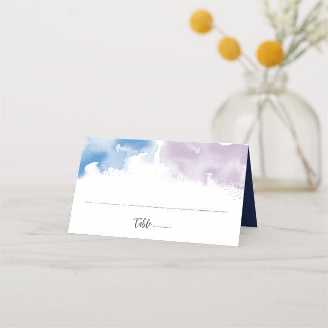 MITZVAH modern elegant watercolor blue purple Place Card (Front)