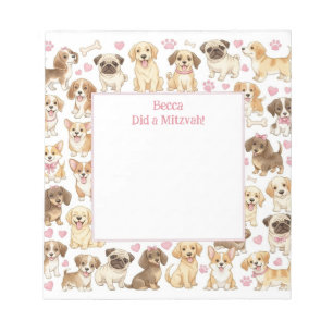 Mitzvah Note Notepad for Kids with Cute Puppy Dogs
