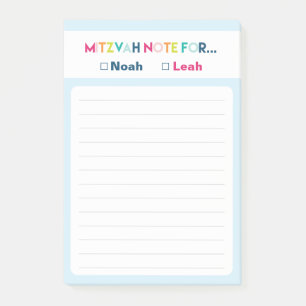 Mitzvah Note: Two names 4x6 Sticky Pad Post-it Notes