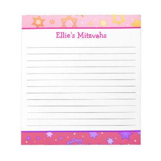 Mitzvah Notepad - Pink Star of David