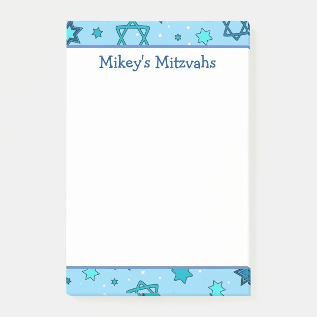 Mitzvah Notes - Light Blue Star of David  (Front)