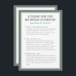 MITZVAH service information questions advice green Invitation<br><div class="desc">by kat massard >>> WWW.SIMPLYSWEETPAPERIE.COM <<<

A handy insert for your BAR/BAT MITZVAH outlining a few questions and answers</div>