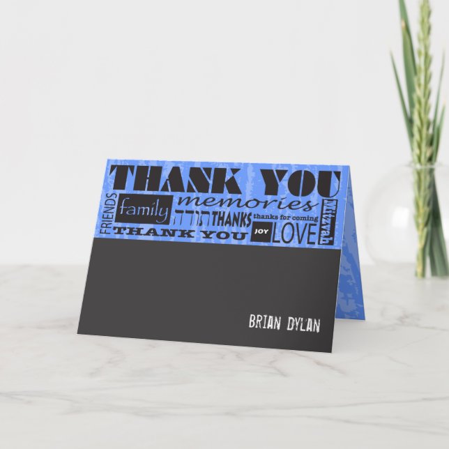 MITZVAH WORDS SAYINGS Bar Bat Thank You Card (Front)
