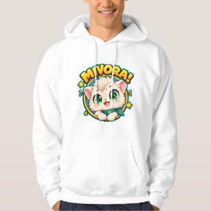 Mivora Cute Anime Cat with Sparkling Stars Hoodie