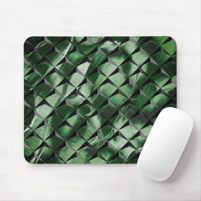Mix 3D squares with dark green image of background Mouse Pad (With Mouse)