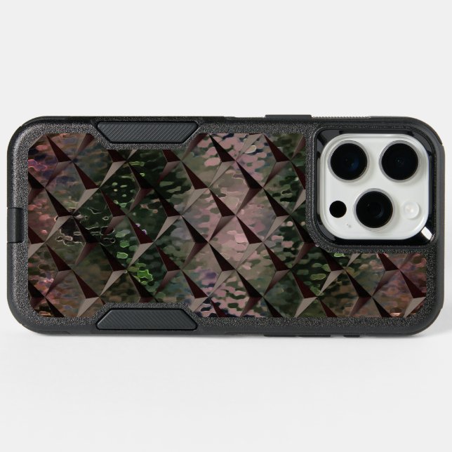 Mix 3D squares with hammered glass of background T iPhone 15 Pro Max Case (Back Horizontal)