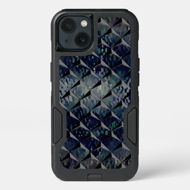 Mix 3D squares with hammered glass of background T Otterbox iPhone Case (Back)