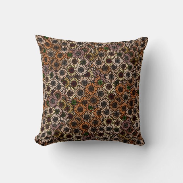 Mix and Match Earth Tone Flowers Throw Pillow (Front)