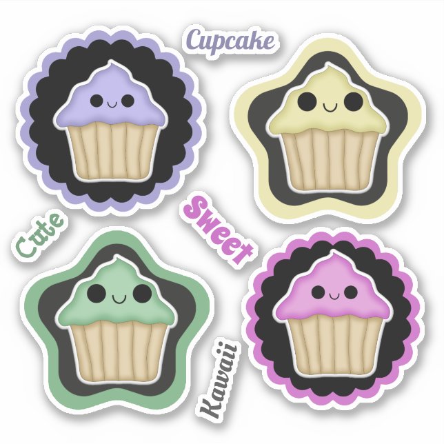 Mix and Match Kawaii Cupcakes Sticker (Front)
