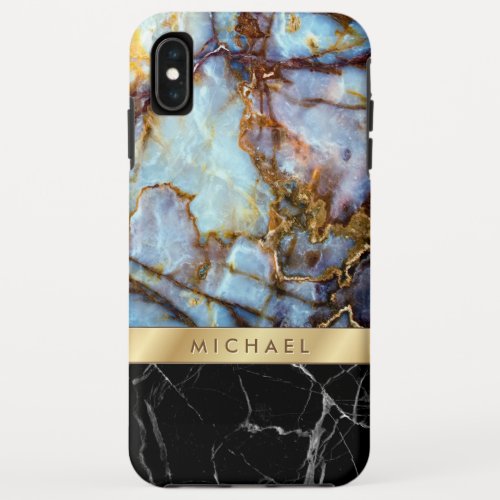 Mix and Match Marble Stone Textures Gold Stripe iPhone XS Max Case