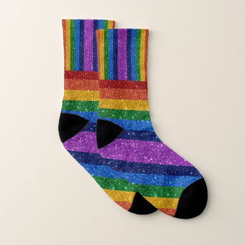Mix and Match Varying Hues Rainbow Bling Socks