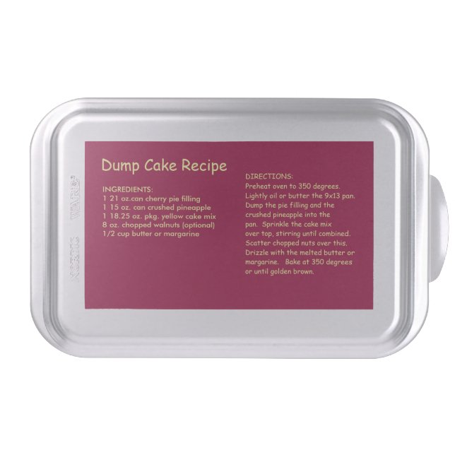 MIX,BAKE, SERVE IN SAME PAN/PRINT RECIPE ON  LID CAKE PAN (Front)