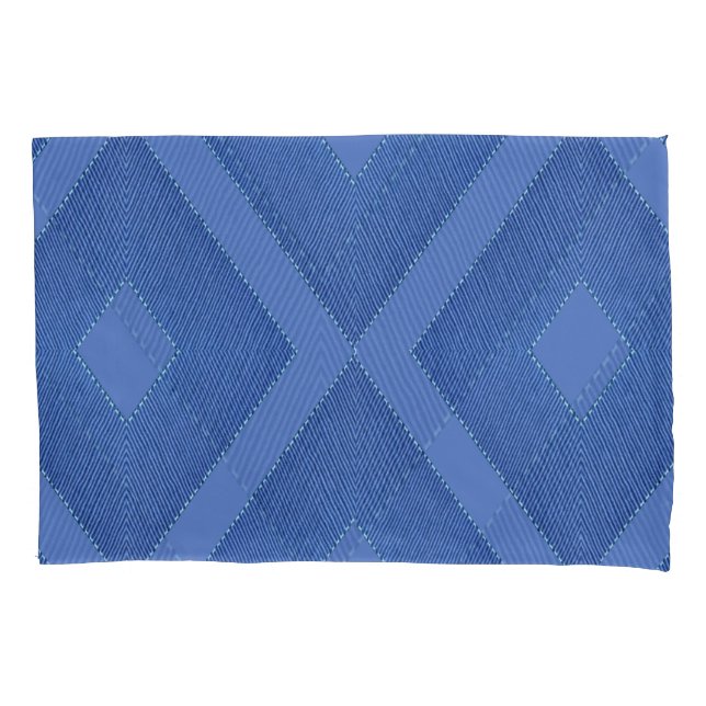 Mix blues & tectured diamond pattern  pillow case (Front)