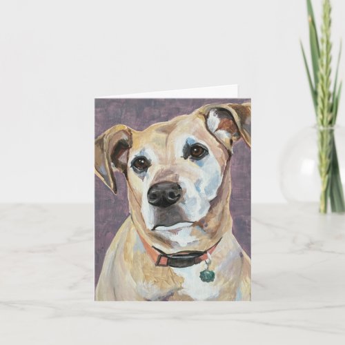 Mix Breed Dog Hand_Painted on Canvas Note Card