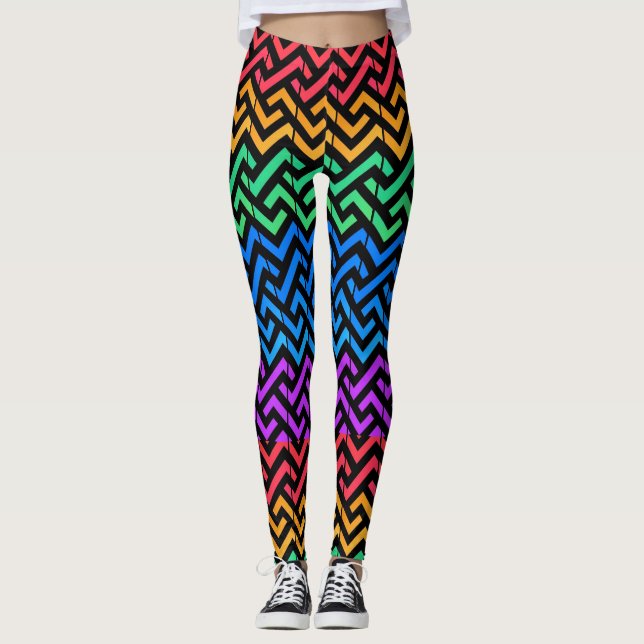 Mix color patterns leggings (Front)