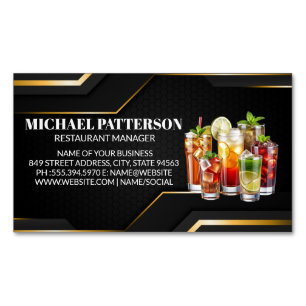 Mix Drinks Bartender Mixology Business Card Magnet