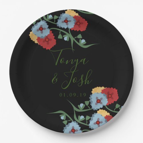 Mix Flowers Mexican Folk Botanical Pretty Floral Paper Plates