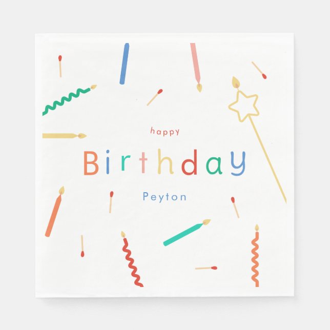 Mix + Match Candles & Matches Birthday Napkins (Front)