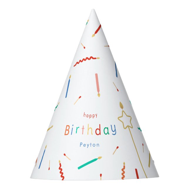 Mix + Match Candles & Matches Birthday Party Hat (Front)