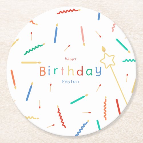 Mix  Match Candles  Matches Birthday Round Paper Coaster