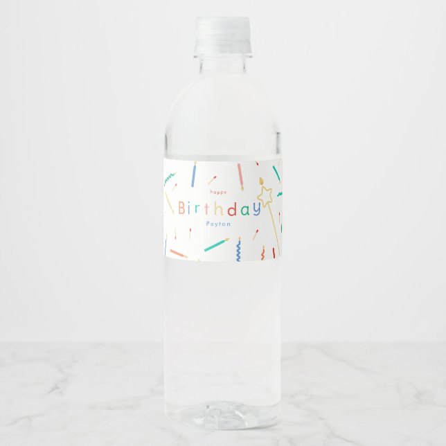 Mix + Match Candles Modern Birthday Water Bottle Label (Front)
