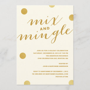MIX & MINGLE GOLD DOTS HOLIDAY PARTY INVITATION